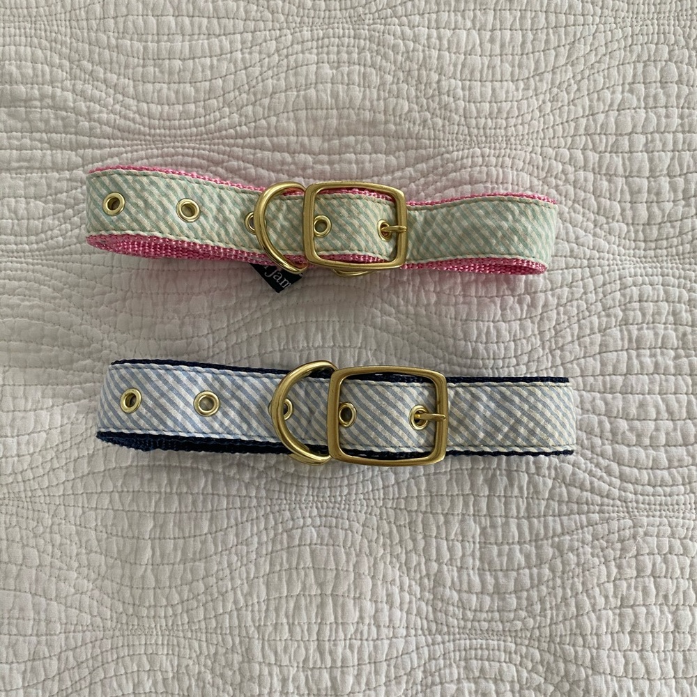 Preppy Lauren James Seersucker 26" Dog Collar LG